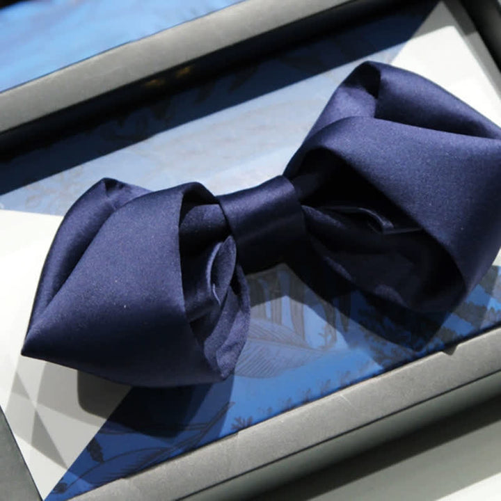 Nœud papillon de mariage bleu marine pour homme de forme unique