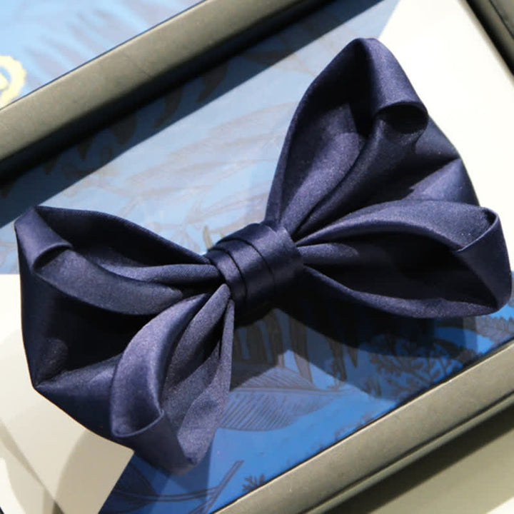Nœud papillon de mariage bleu marine pour homme de forme unique