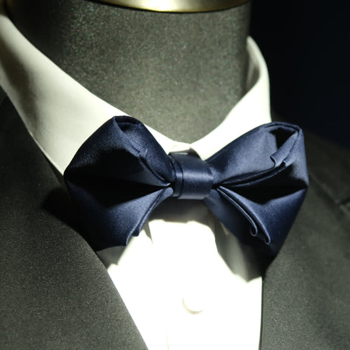 Nœud papillon de mariage bleu marine pour homme de forme unique