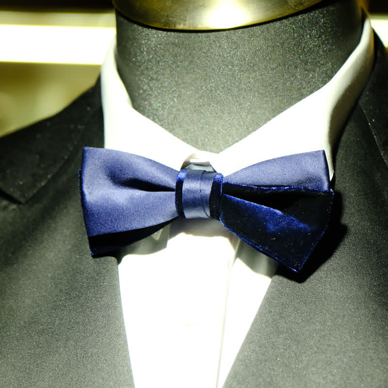 Nœud papillon de mariage bleu marine pour homme de forme unique