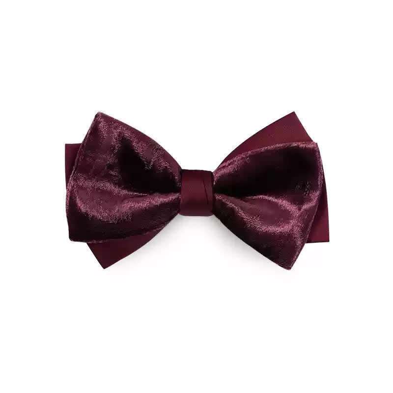 Nœud papillon romantique en velours bordeaux pour homme