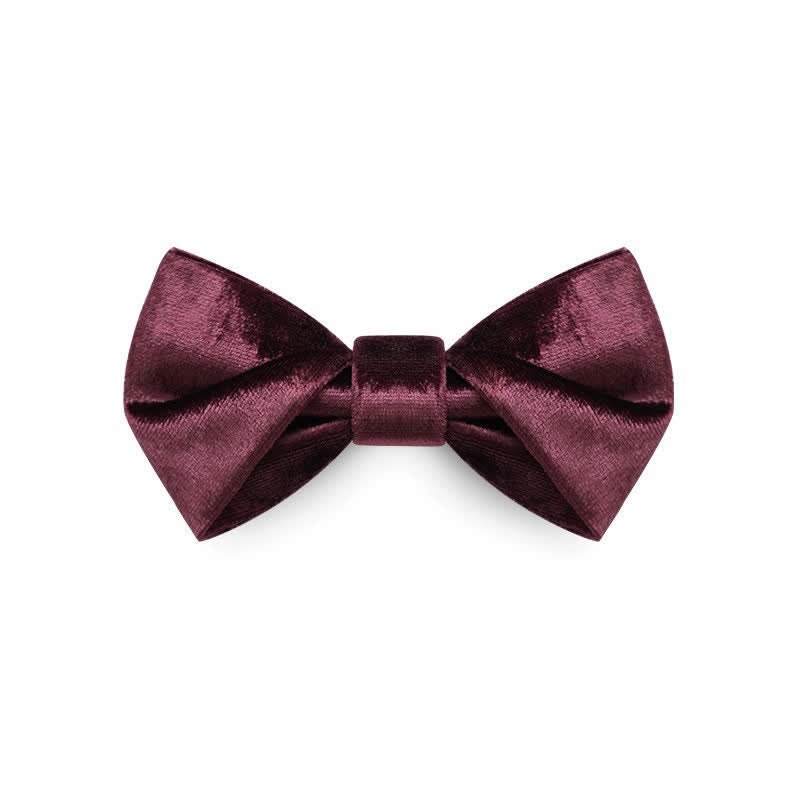Nœud papillon romantique en velours bordeaux pour homme