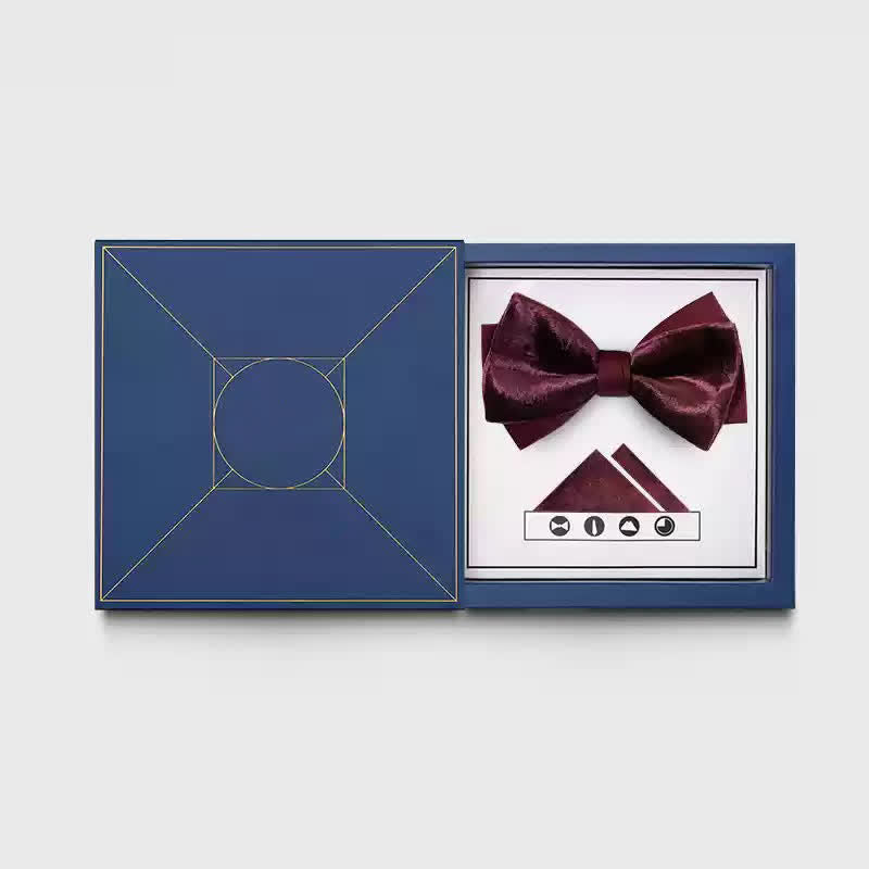 Nœud papillon romantique en velours bordeaux pour homme