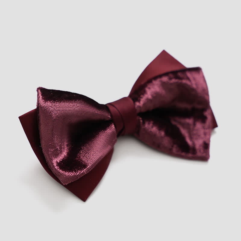 Nœud papillon romantique en velours bordeaux pour homme