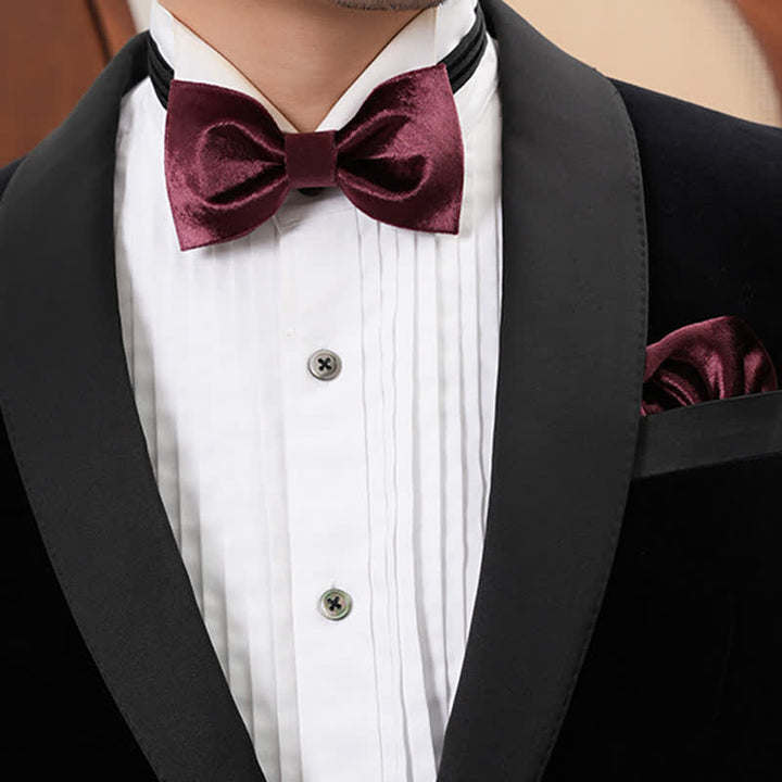 Nœud papillon romantique en velours bordeaux pour homme