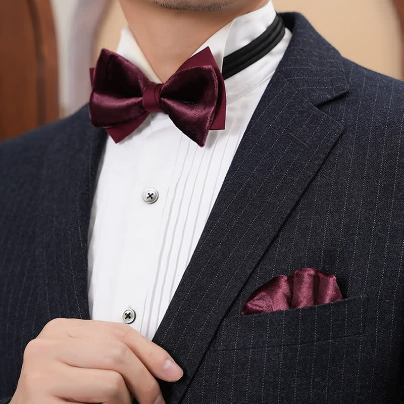 Nœud papillon romantique en velours bordeaux pour homme