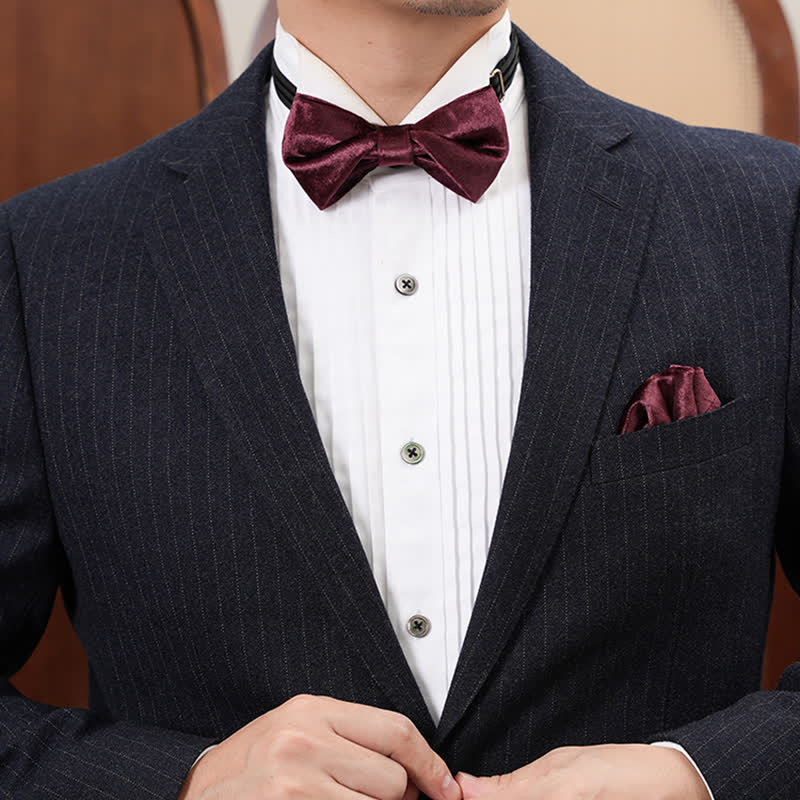 Nœud papillon romantique en velours bordeaux pour homme