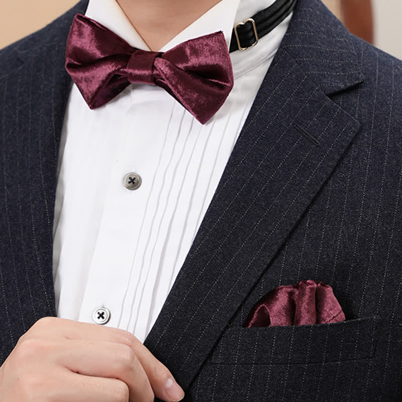 Nœud papillon romantique en velours bordeaux pour homme