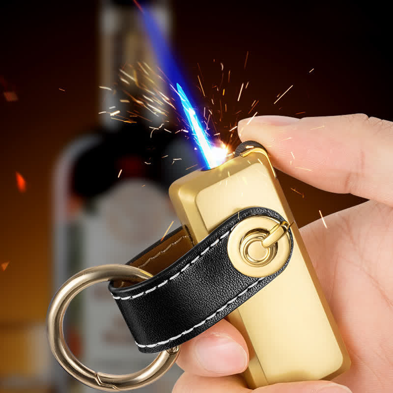 Mini porte-clés pendentif briquet butane rechargeable classique - image 1