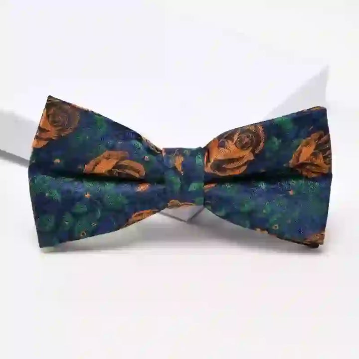 Cravate à imprimé floral bleu marine et orange pour homme