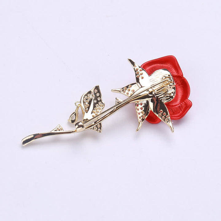 Broche élégante et douce en zircon rose rouge