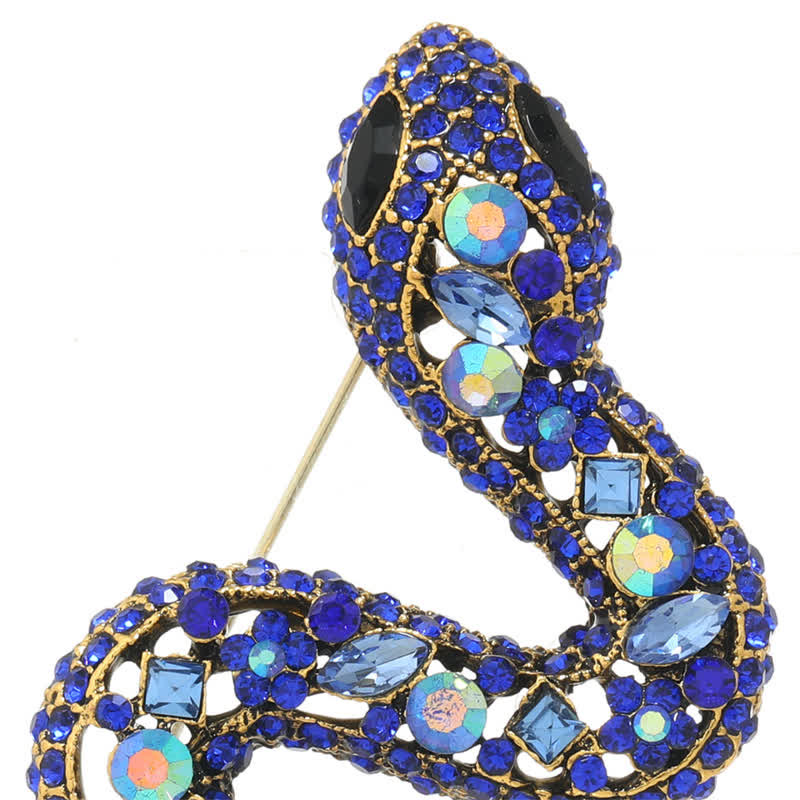 Broche en strass et cristal scintillant motif serpent sauvage