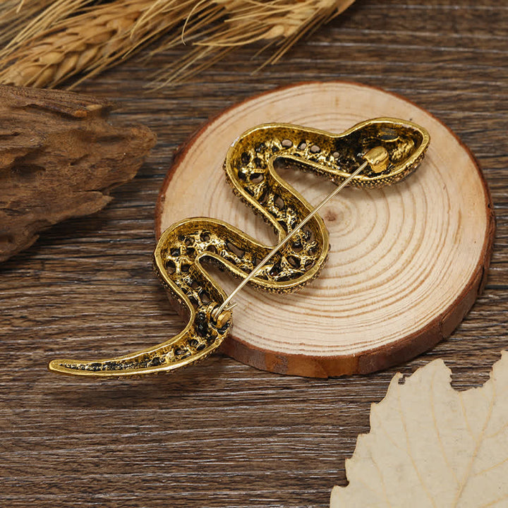 Broche en strass et cristal scintillant motif serpent sauvage