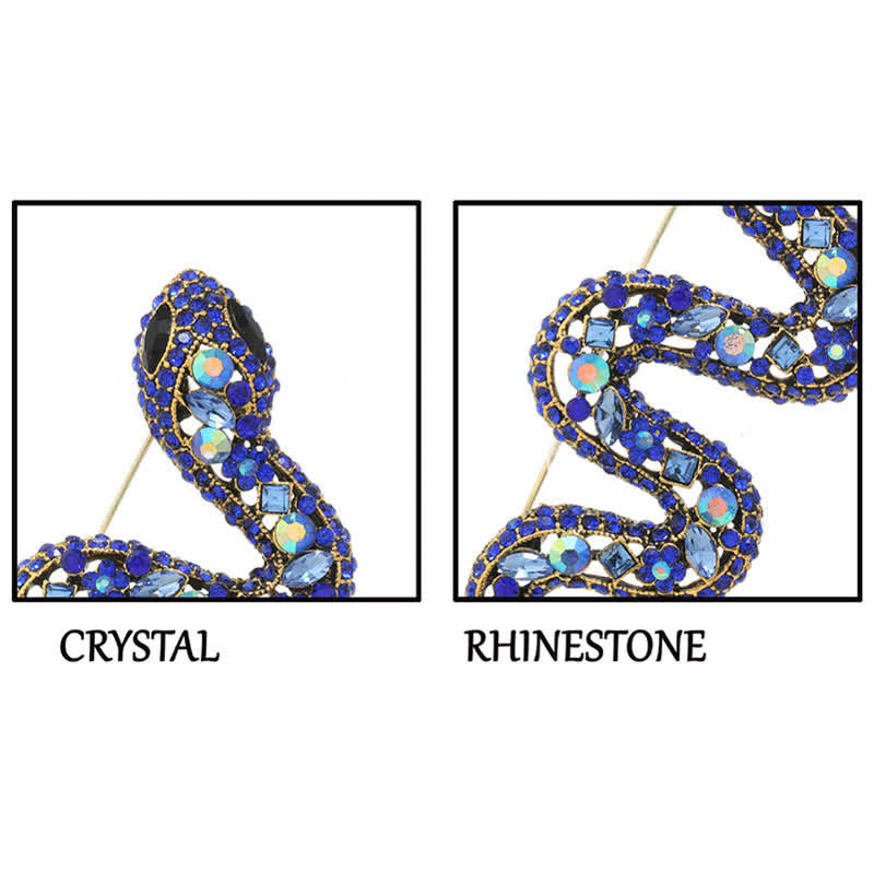 Broche en strass et cristal scintillant motif serpent sauvage