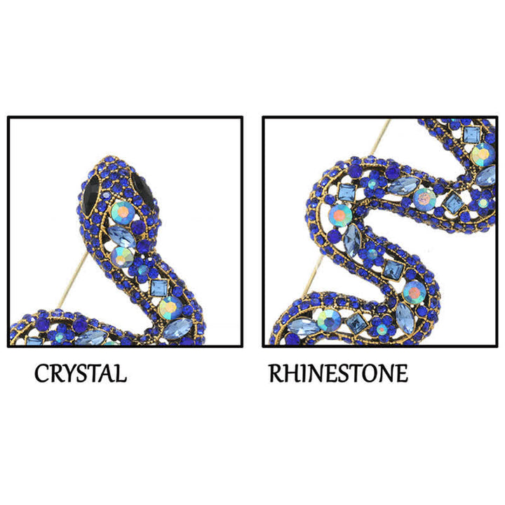 Broche en strass et cristal scintillant motif serpent sauvage