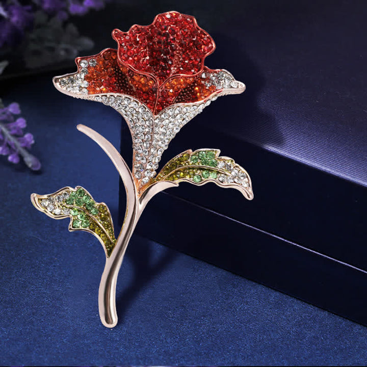 Broche gracieuse et charmante en strass avec fleur d'orchidée