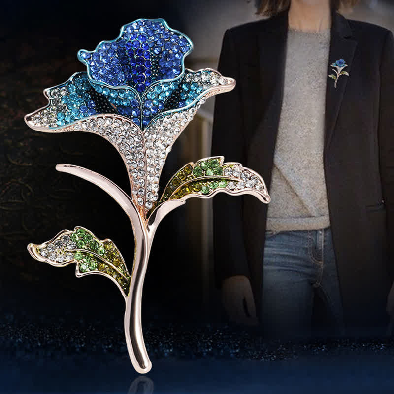Broche gracieuse et charmante en strass avec fleur d'orchidée