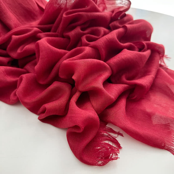 Écharpe fine en coton et lin de couleur unie en voile d'été