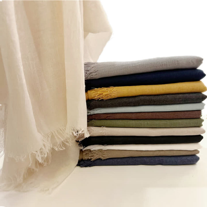 Écharpe fine en coton et lin de couleur unie en voile d'été