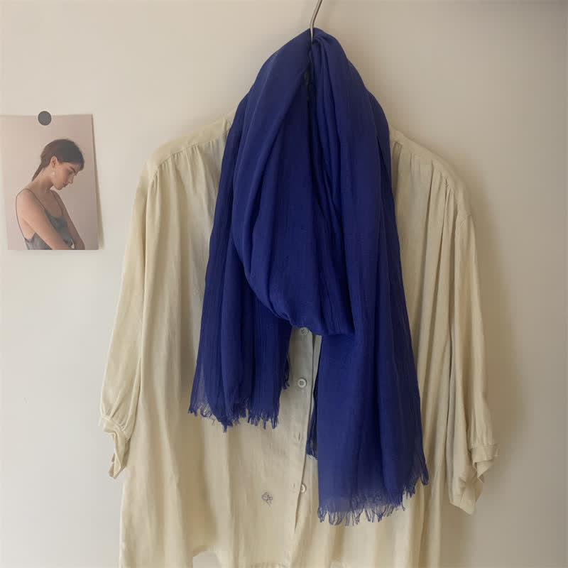 Écharpe fine en coton et lin de couleur unie en voile d'été