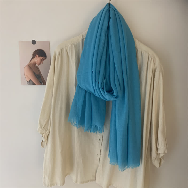 Écharpe fine en coton et lin de couleur unie en voile d'été