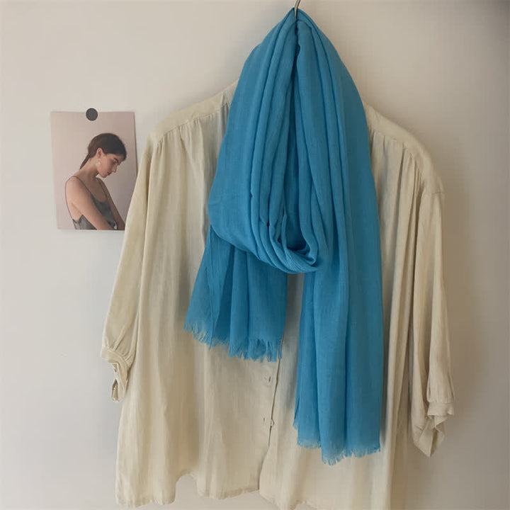 Écharpe fine en coton et lin de couleur unie en voile d'été