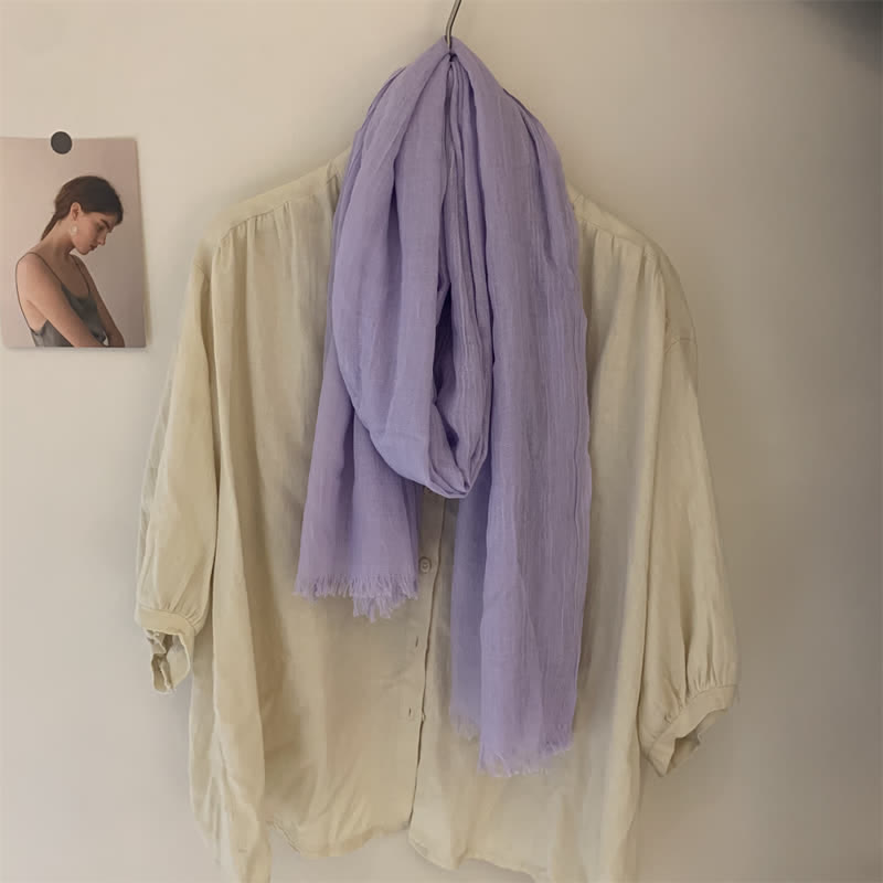 Écharpe fine en coton et lin de couleur unie en voile d'été