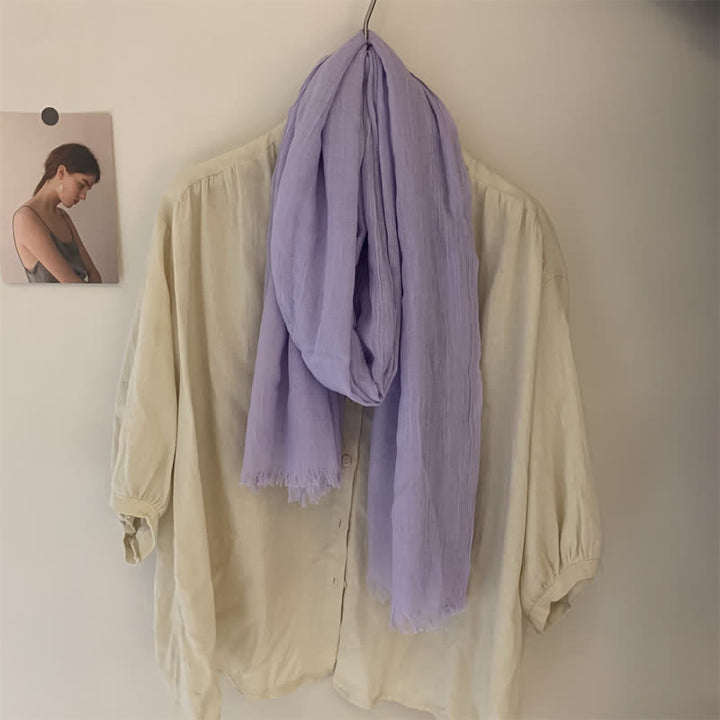 Écharpe fine en coton et lin de couleur unie en voile d'été