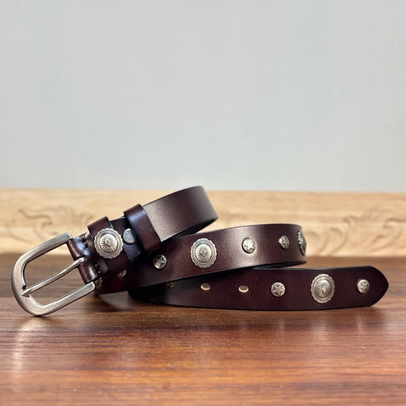 Ceinture en cuir cloutée style punk rock heavy metal