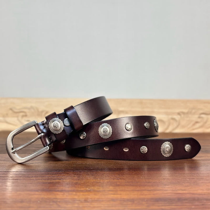 Ceinture en cuir cloutée style punk rock heavy metal