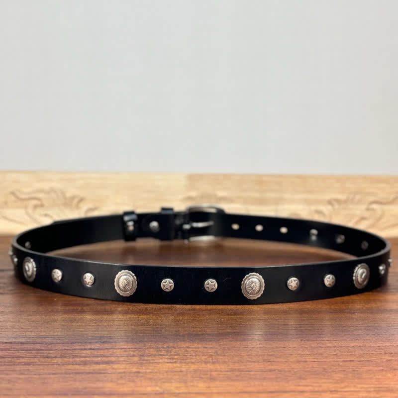 Ceinture en cuir cloutée style punk rock heavy metal