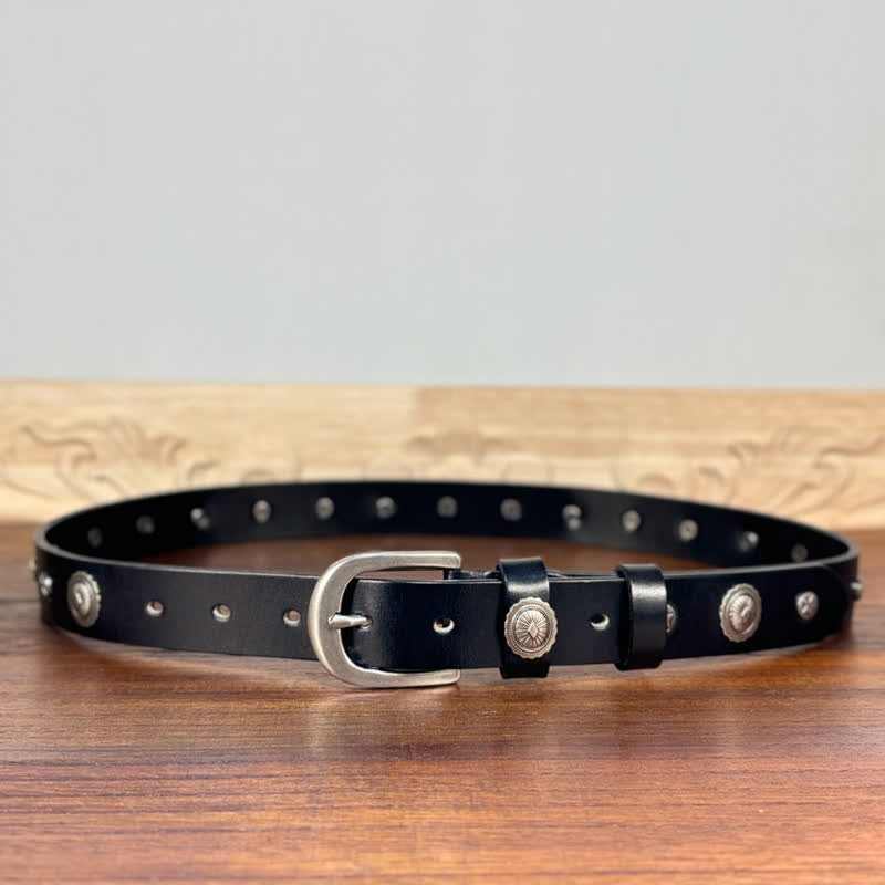 Ceinture en cuir cloutée style punk rock heavy metal