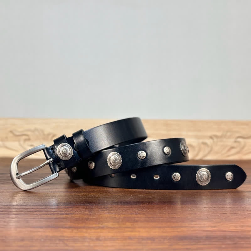 Ceinture en cuir cloutée style punk rock heavy metal