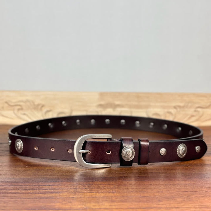 Ceinture en cuir cloutée style punk rock heavy metal