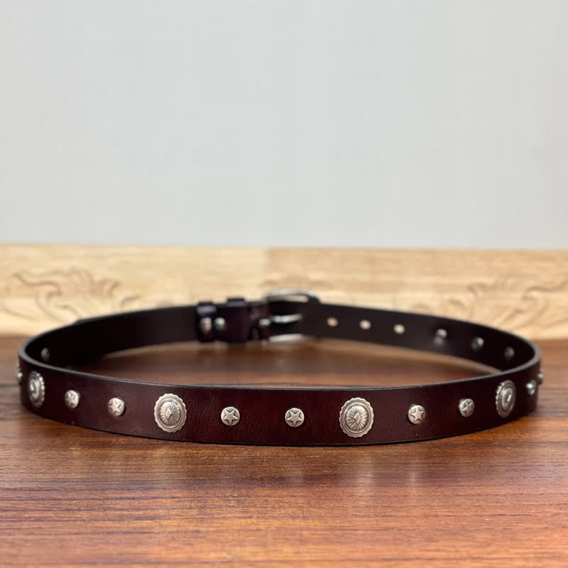 Ceinture en cuir cloutée style punk rock heavy metal