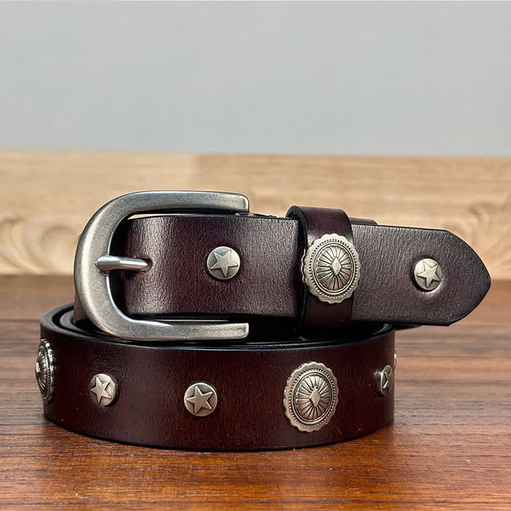 Ceinture en cuir cloutée style punk rock heavy metal