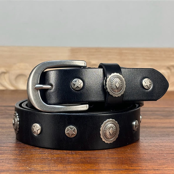 Ceinture en cuir cloutée style punk rock heavy metal