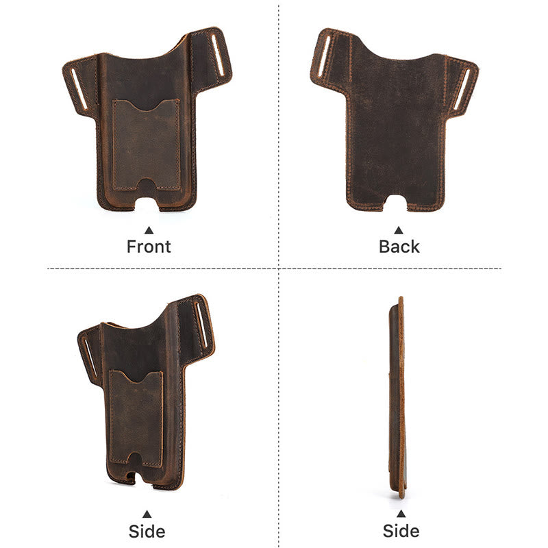 Étui de téléphone portable polyvalent en cuir avec ceinture à suspendre