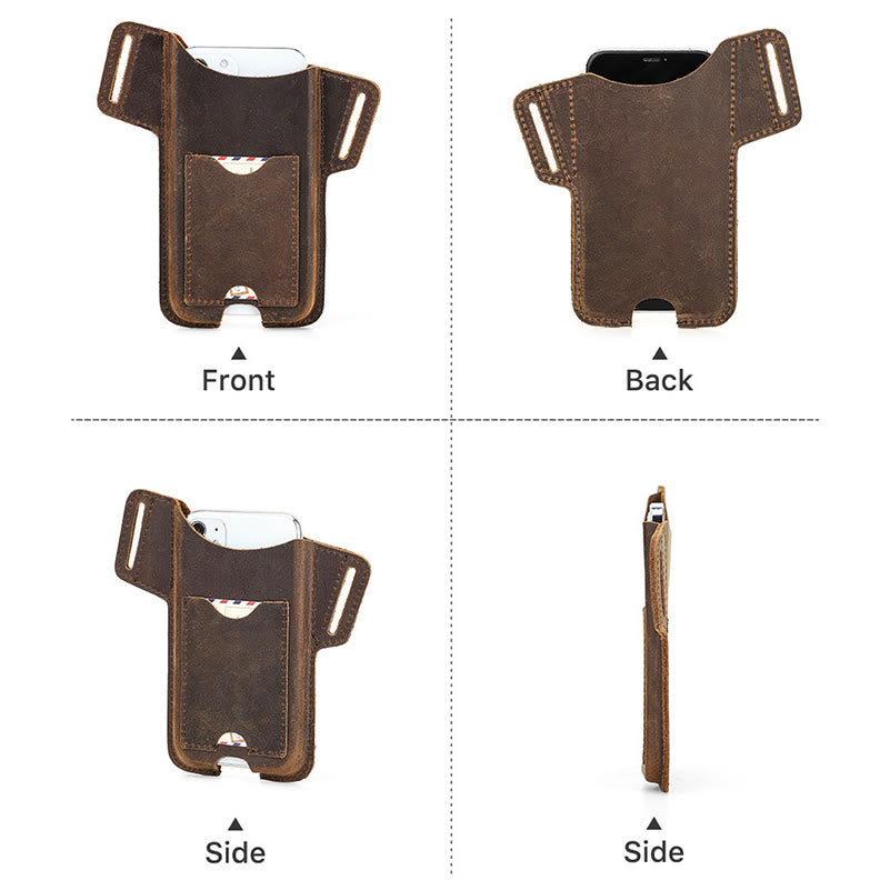 Étui de téléphone portable polyvalent en cuir avec ceinture à suspendre