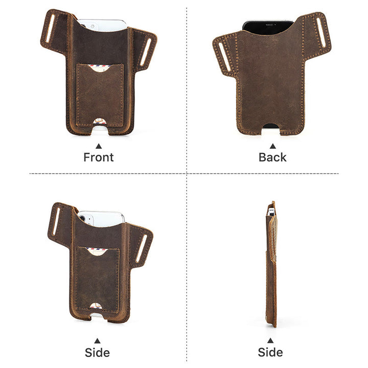 Étui de téléphone portable polyvalent en cuir avec ceinture à suspendre