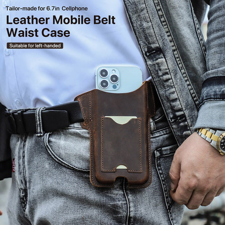 Étui de téléphone portable polyvalent en cuir avec ceinture à suspendre
