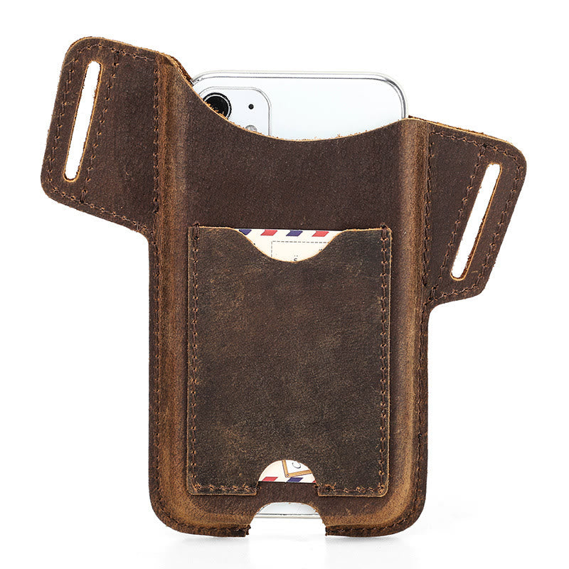 Étui de téléphone portable polyvalent en cuir avec ceinture à suspendre