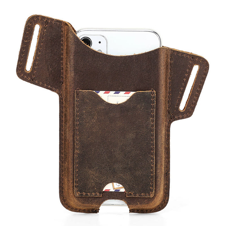 Étui de téléphone portable polyvalent en cuir avec ceinture à suspendre