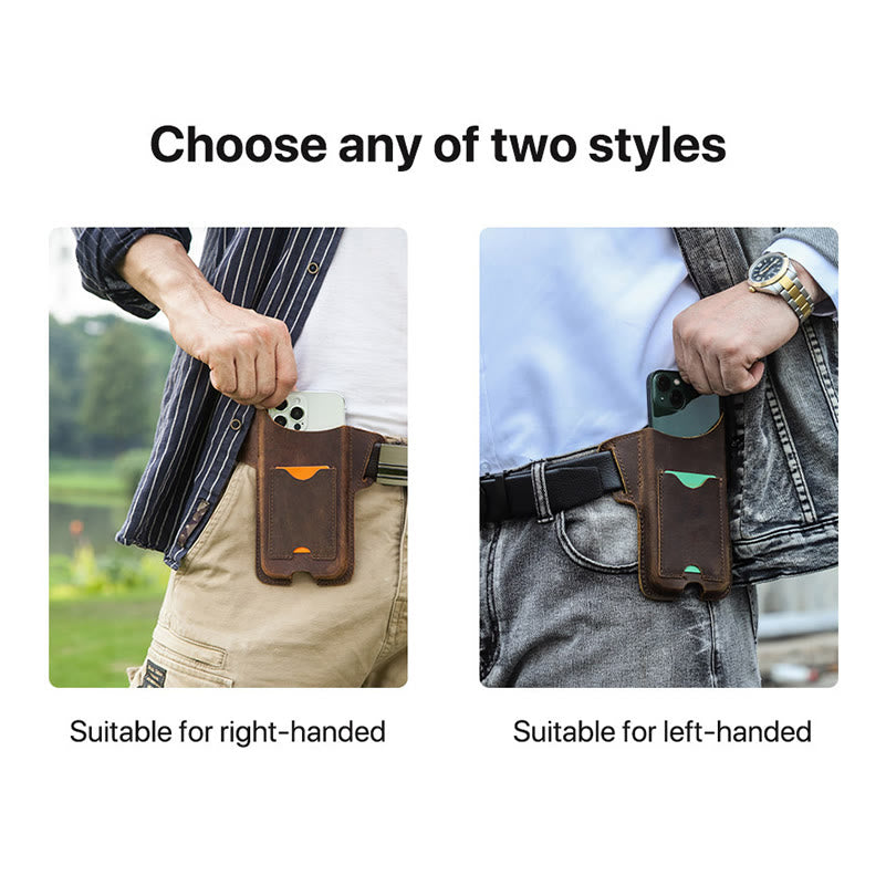 Étui de téléphone portable polyvalent en cuir avec ceinture à suspendre