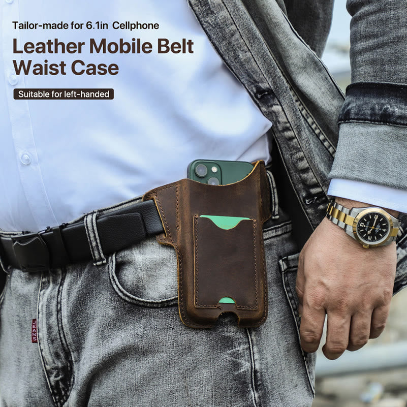 Étui de téléphone portable polyvalent en cuir avec ceinture à suspendre