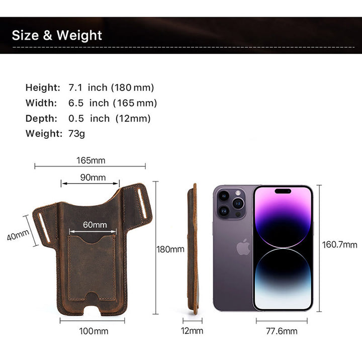 Étui de téléphone portable polyvalent en cuir avec ceinture à suspendre