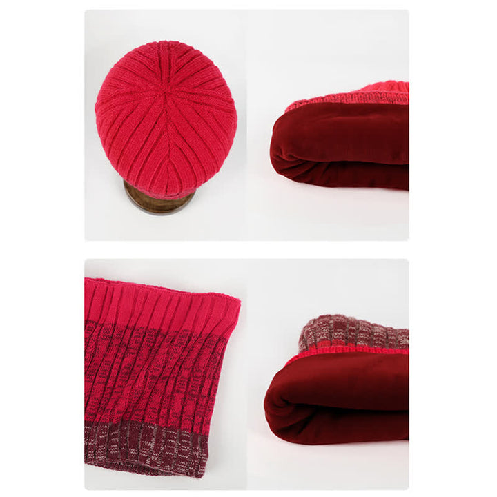 Ensemble de 3 gants unisexes à dégradé de couleurs assorties pour bonnet, cache-cou et chapeau