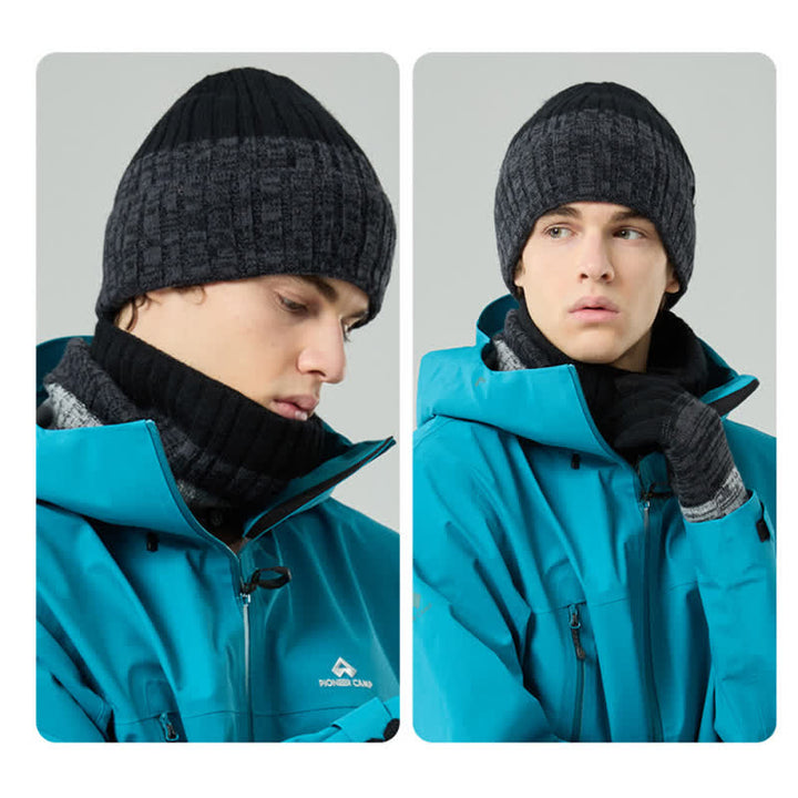Ensemble de 3 gants unisexes à dégradé de couleurs assorties pour bonnet, cache-cou et chapeau
