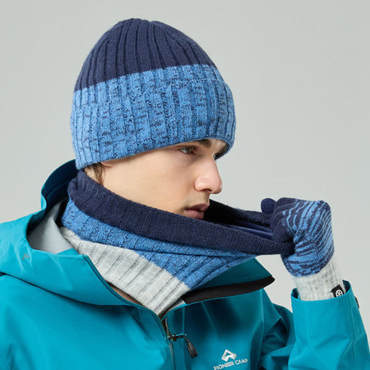 Ensemble de 3 gants unisexes à dégradé de couleurs assorties pour bonnet, cache-cou et chapeau