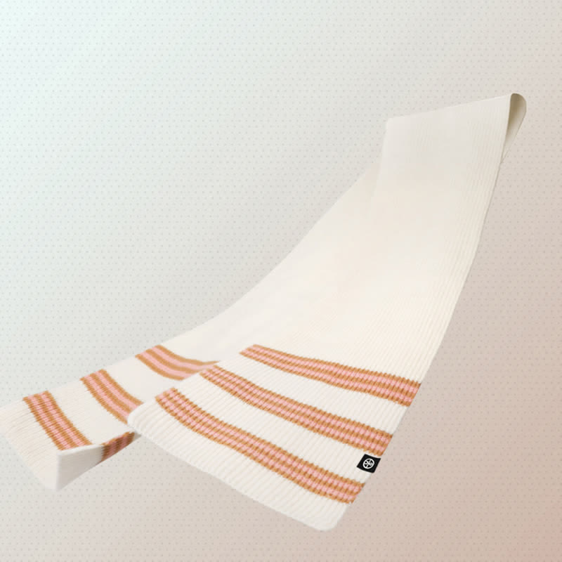 Ensemble de 3 pièces unisexe à rayures avec bonnet, écharpe et gants en fourrure tricotée